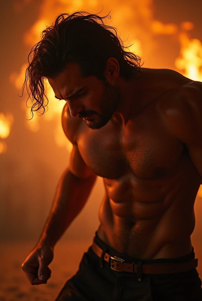 Man burning with passion for a woman