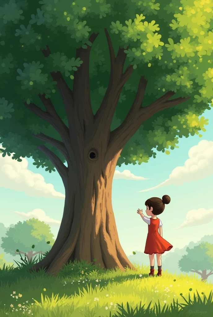 1 Girl，Tree，Pixar style