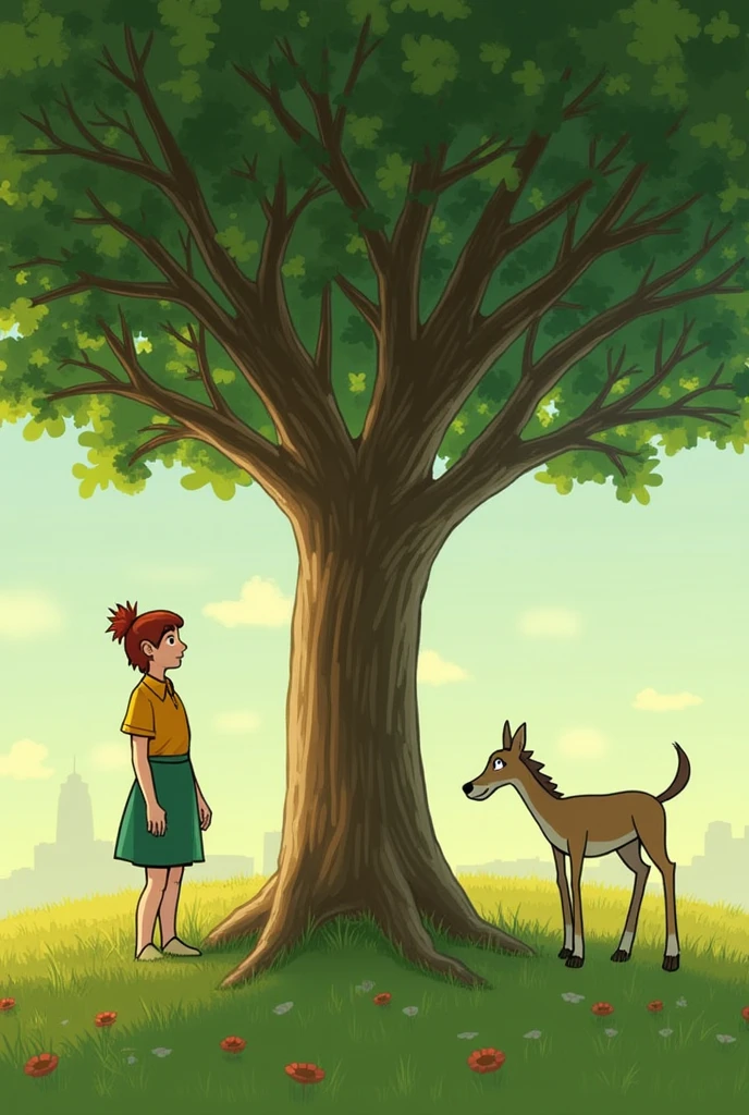 1 Girl，Tree，Pixar style