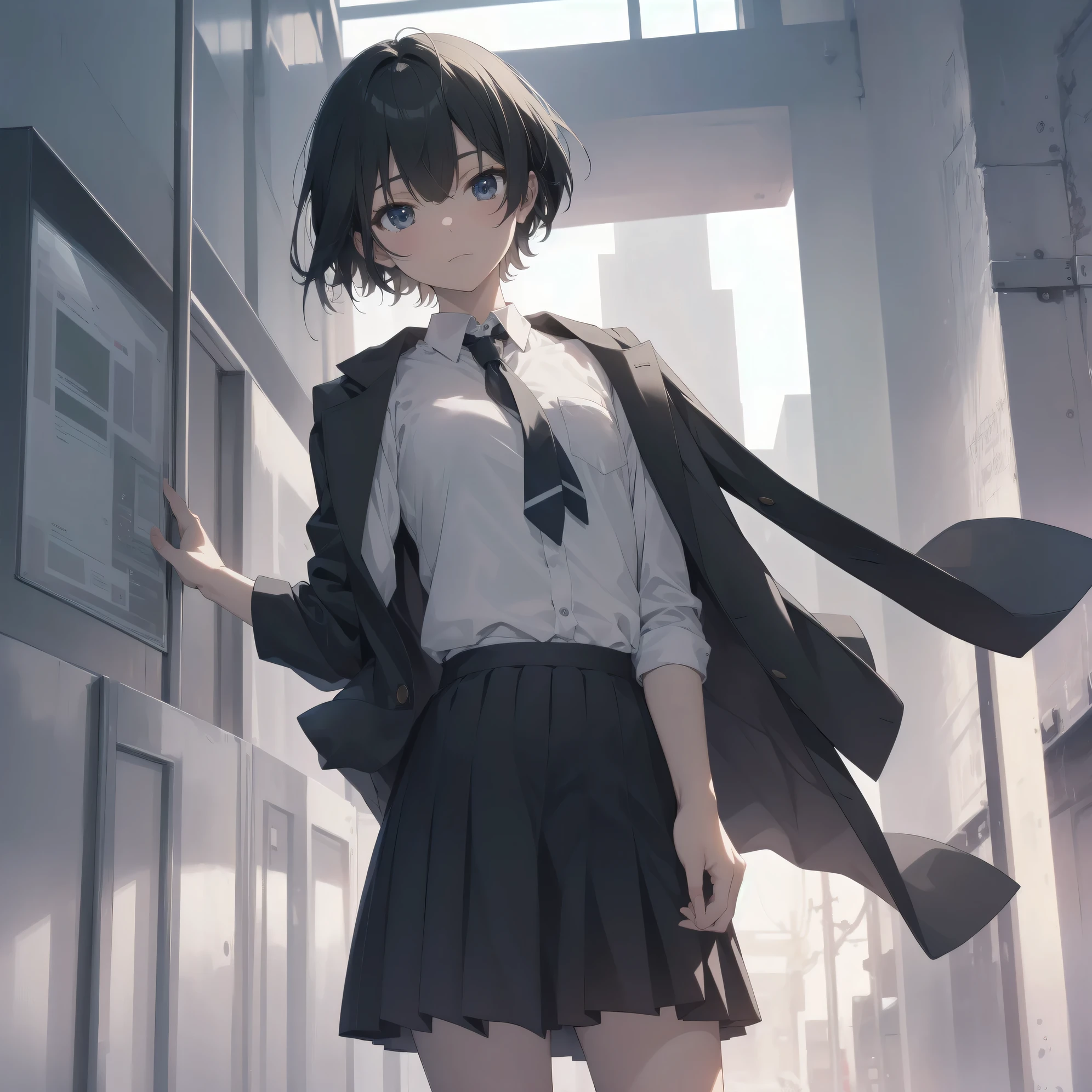 ultra-absurdres-Top quality by artist God, ultra-detailed, high resolution, anime moe artstyle, best anime 8k konachan wallpaper, pixiv contest winner, pool:2810, perfect anatomy,break, 1girl, (Please draw a girl walking sleepily to school alone. )break,(Solo,little female, 13-year-old:1.3),Full limbs, complete fingers,a junior high school student, (very short hair), short cut, flat chest, , small butt, small black eyes, beautiful detailed eyes, well-proportioned iris and pupils, expressive eyes, highres detailed hair, soft expression, salor school_uniform, sailor collar, serahuku, bow, pleated skirt,(Detailed Lighting), (Detailed background), in the School commute route. break,super detailed skin, Best cinematic lighting powered by famous artist, 8k,beauty illustration,photoshop_(medium),very aesthetic,break,((artist:ayu_(mog) )), artist:clamp ,artist:carnelian ,artist:kantoku ,