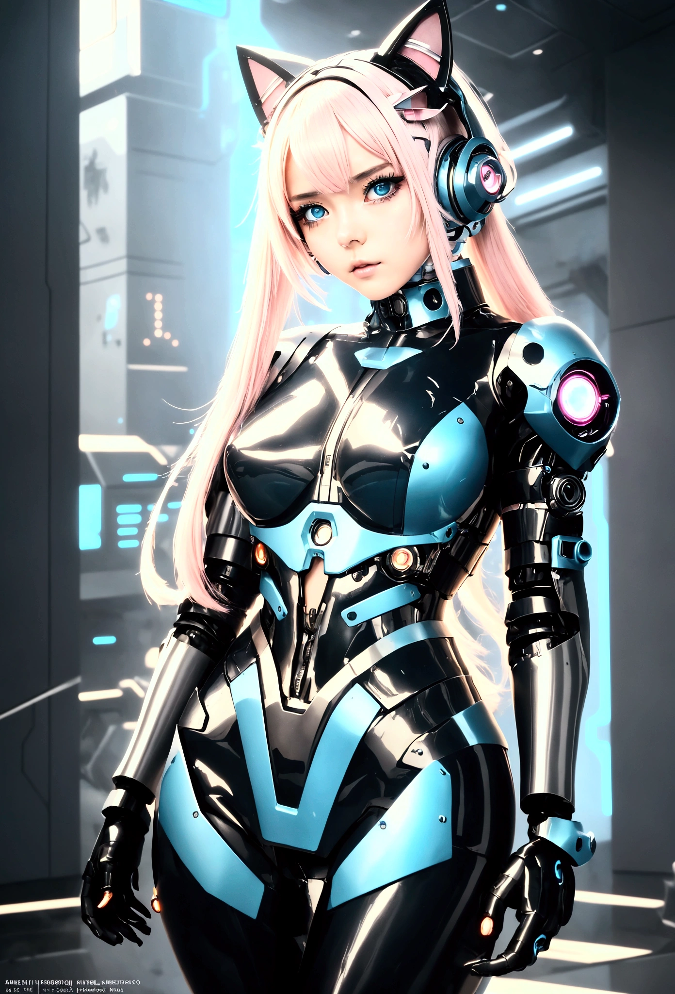 Anime girl in futuristic costume with cat ears and headphones., linda chica cyborg, cyberpunk anime digital art, cyberpunk anime girl mech, female cyberpunk anime girl, cyberpunk anime girl, beautiful cyborg girl, perfect android girl, anime ciberpunk, portrait anime girl space cadet, cyberpunk dreamy girl, digital cyberpunk - anime art, girl with mecha cybernetic armor, cyberpunk beautiful girl