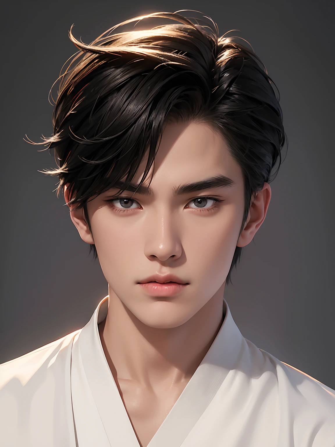 One man Japanese men No background Fashionable clothes Detailed face and skin An illustration