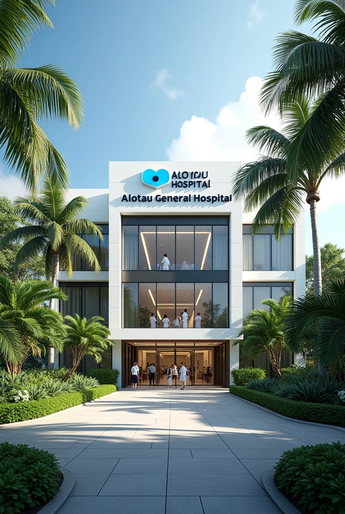 A hospital in with the logo Alotau General Hospital