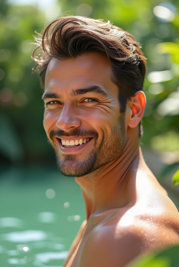 Naked man with sexy smile