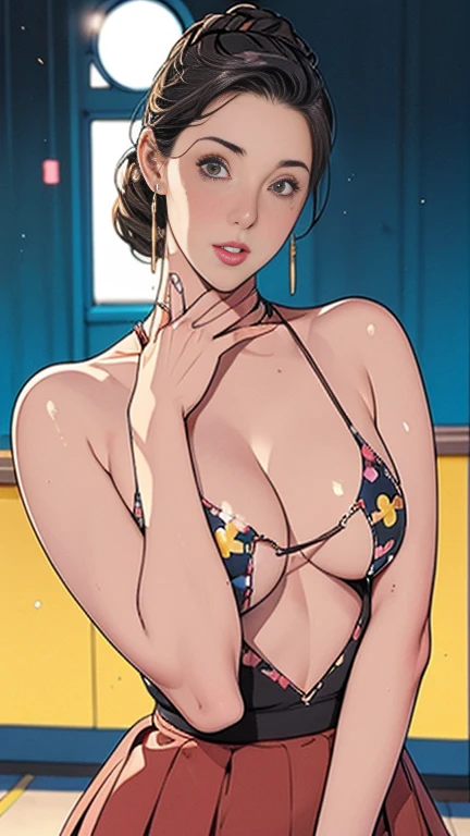 20 year old girl、In the school gym, sexy Riverdale High School cheerleader outfit with blue and gold pom poms, Mid-chest, Glowing Skin, Dramatic lighting, pin upスタイル, sexy, surprised, , colorful , masterpiece, Illustrated, Glowing Skin, Detailed face, Mid-chest. Toned body. Blonde, An illustration:Zoe Mozart, pin up art byZoe Mozert, ヴィンテージpin up, Illustrated by Zoe Mozert, girl pin up, pin up girl, pin upポスターガール, pin upガール, pin up, pin upガール, Detailed face, Fine hand, Leg details,
