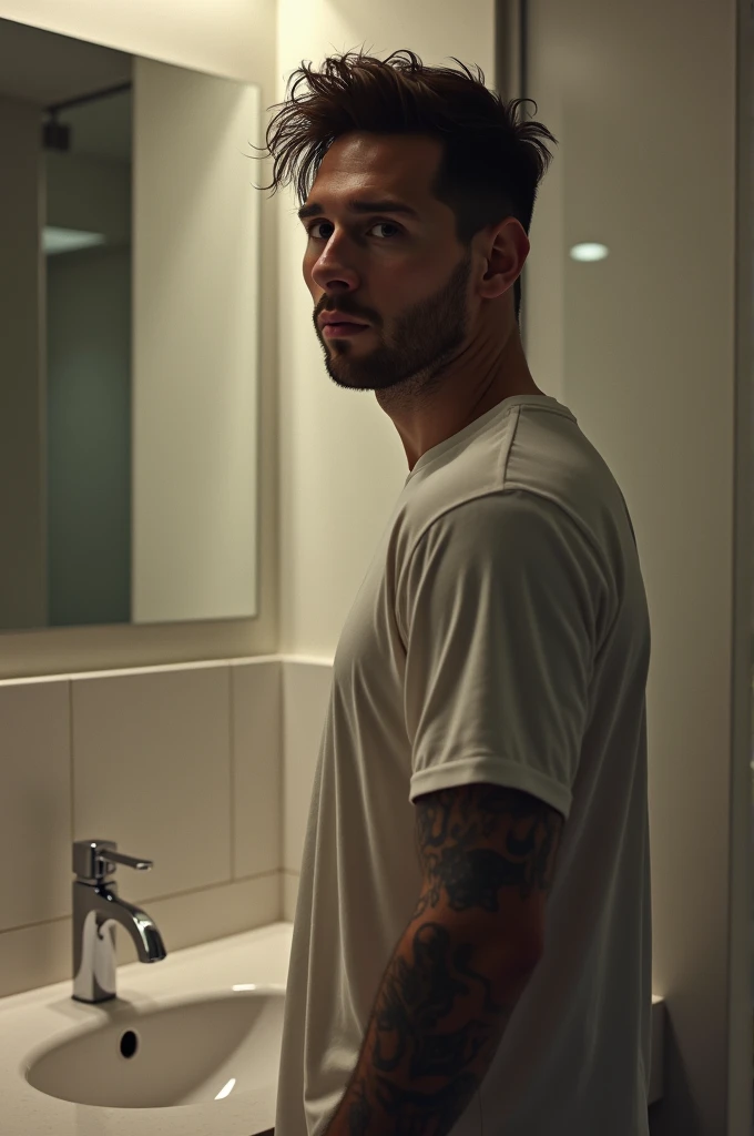 Messi in the bathroom