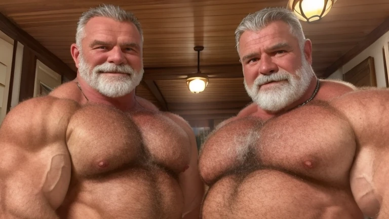 Completely nakedでベッドに横たわる80Years old Japanese male bodybuilder。
Big muscles。thick limbs。
Gray-hairedの短い髪。
男性はCompletely nakedでベッドに横になっている。
Anatomically correct huge circumcised penis and huge testicles。The man's huge circumcised penis is erect and pointing upwards.、The back side is visible。The man's huge glans is exposed。Men's testicles are incredibly large。
男性はwhole bodyが毛深い。Gray-hairedの胸毛。Belly hair。Lower abdomen hair。pubic hair。Arm hair。Thigh hair。shin hair。
Symmetrical and well-formed face。Masculine face。round face。A gentle face。Kind Face。Thin eyebrows。C-shaped eyebrow。single eyelid。Small eyes。Kind eyes。Round Nose。Big Nose。Small Mouth。Small lips。Smile。
whole body。Completely naked。Gray-haired。
Maximum number of pixels。Highest quality。ピントがきちんと合ったHighest qualityの写真画質。