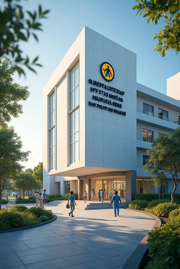 A hospital in with the logo Port Moresby General Hospital