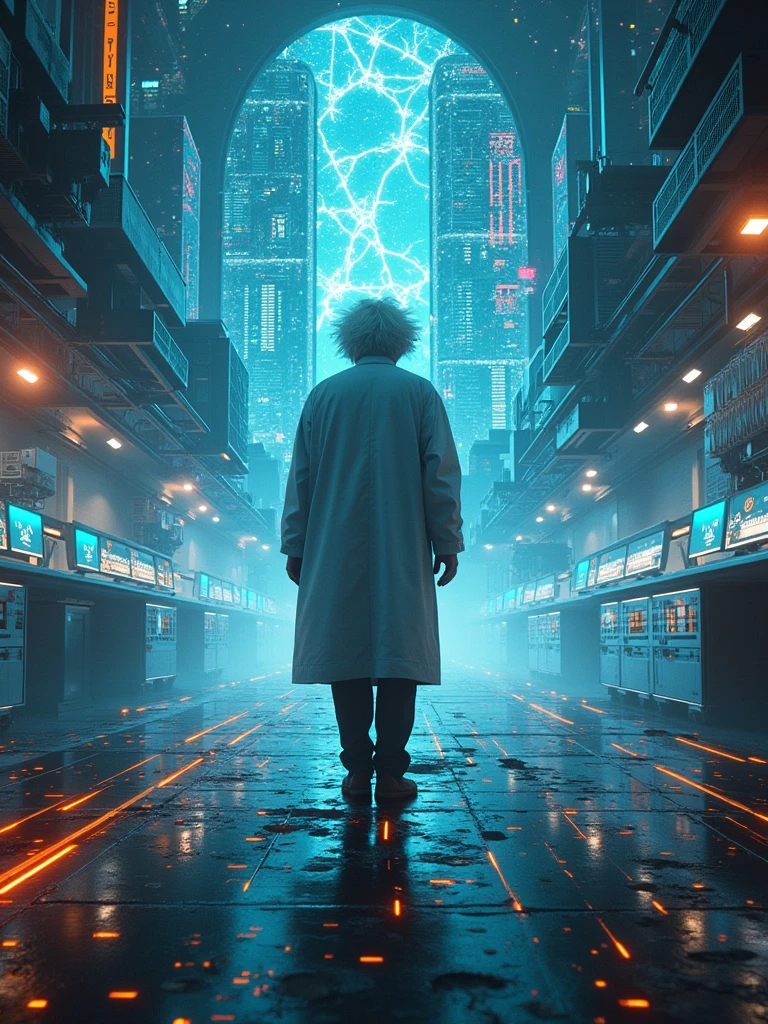 matwaretech , Science fiction, cyber punk, pixelated, malware failure, nasty , albert einstein, scientist coat,HUD,HDR