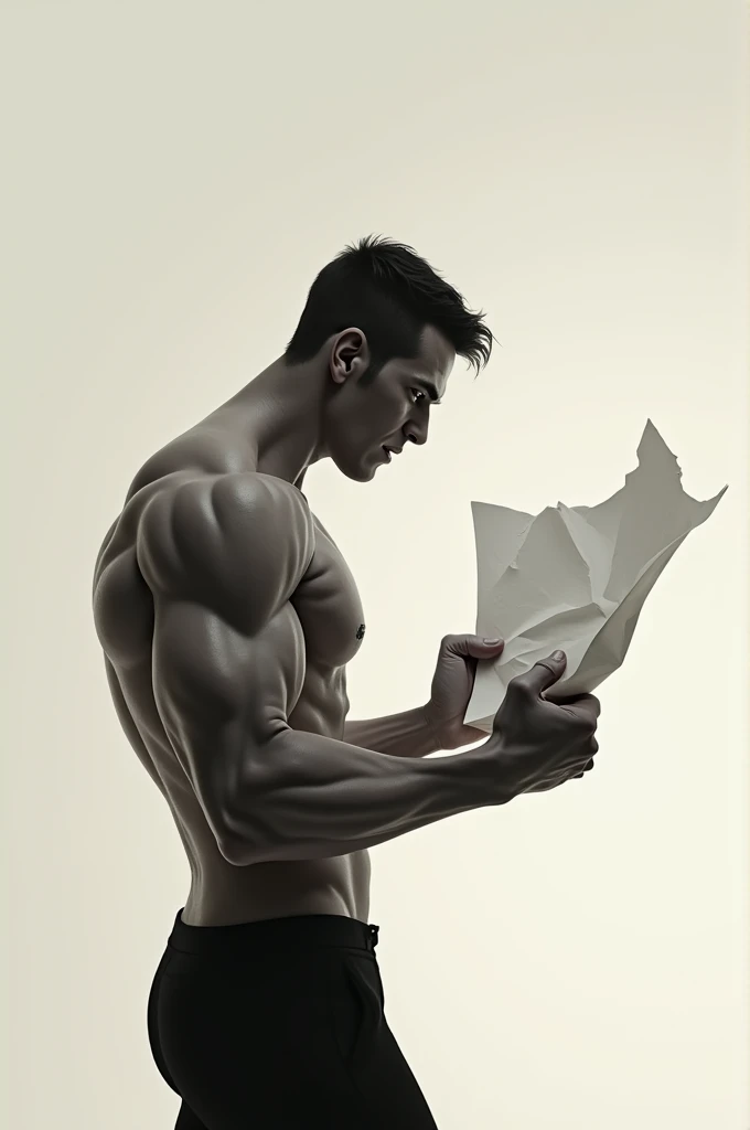 Image of standing sideways crushing a paper 