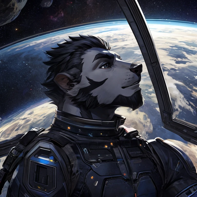 face shape, black andwhite, from the neck up, masculine, TURNED ON YOUR BACK, in space