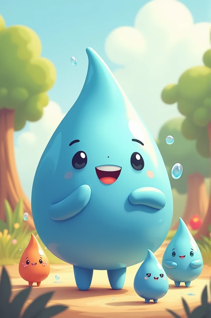 Cute drinking water cartoon characters
