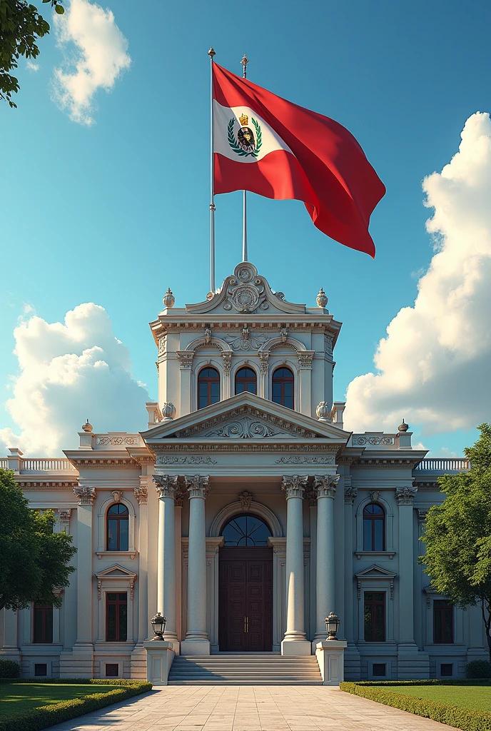 Would you make a Mapuche institution of presidents with the Mapuche flag for the government building?