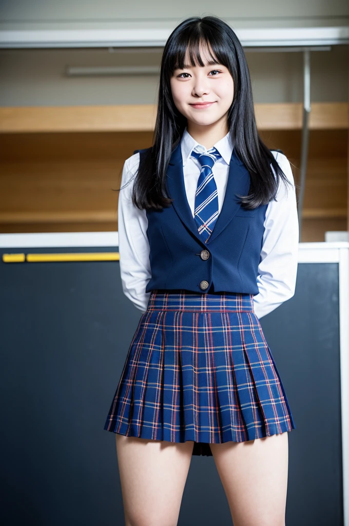 Pure Japanese school girl, sexual attractive, wearing summer uniform, lift up skirt, sweet smile, sitting,