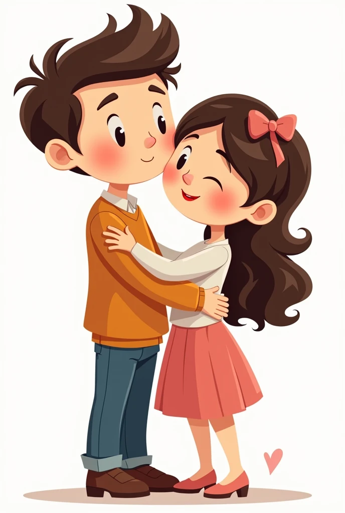 Mamme me a picture of husband and wife and it must lool like cartoon they are standing and hugging each other and fithout background like png