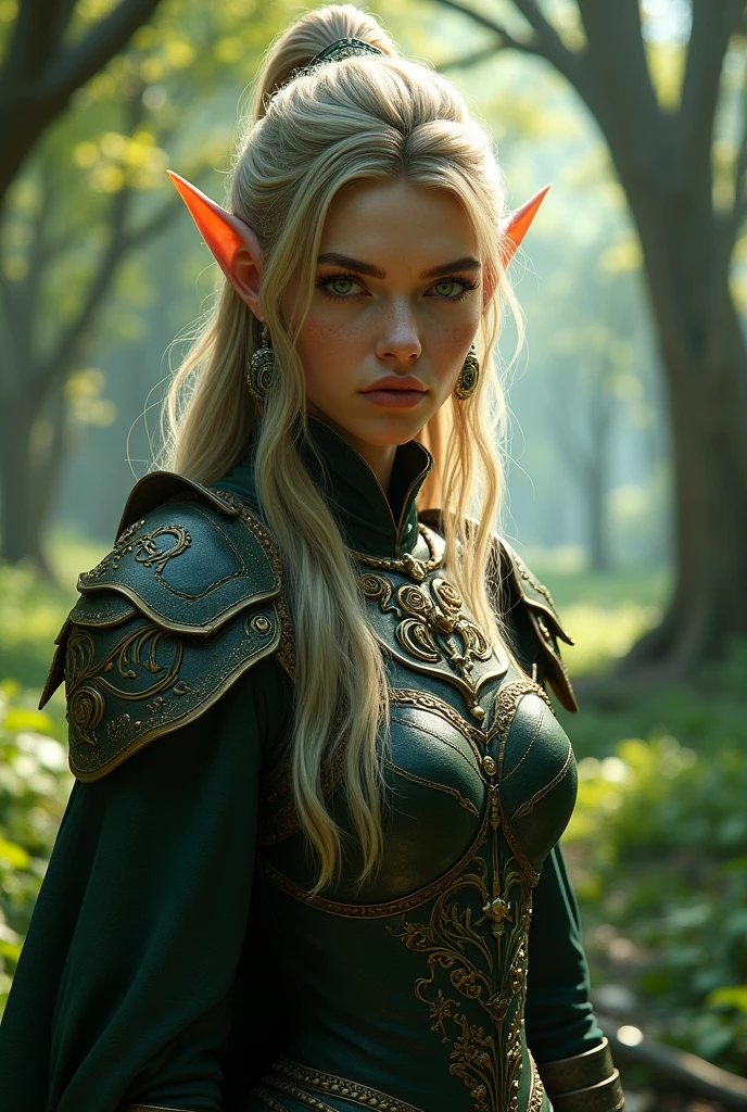 semi elf, blonde, burn scar on his left side of the face