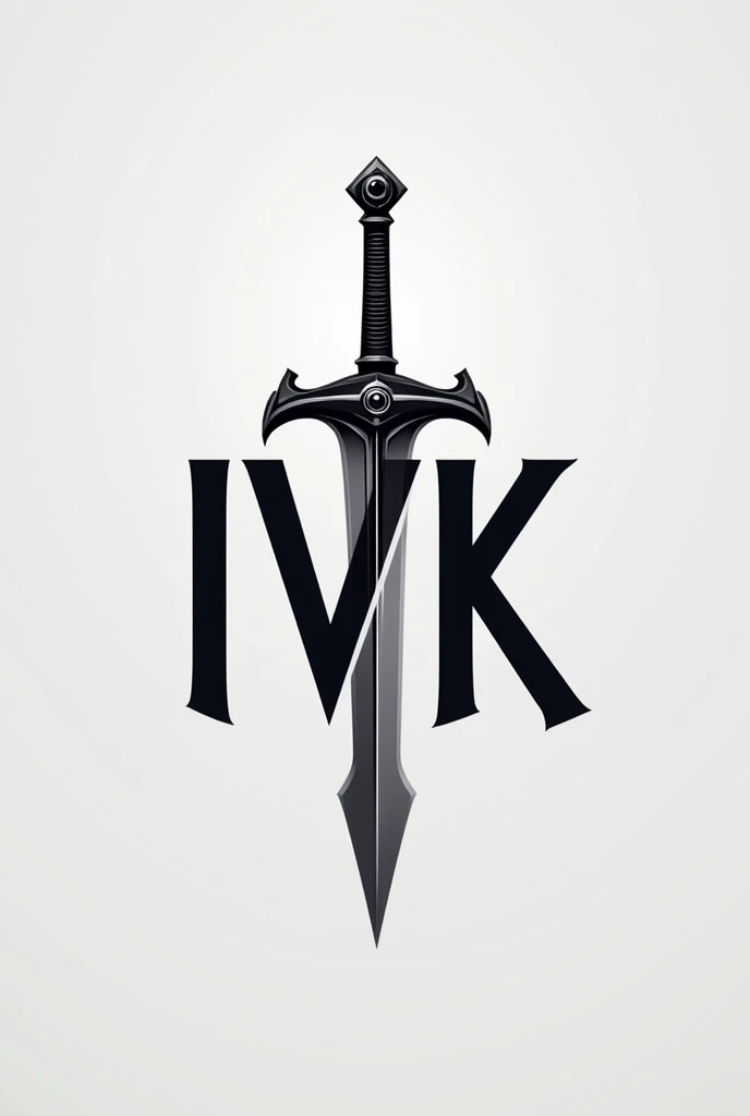 create a professional logo with a sword with these three letters IVK