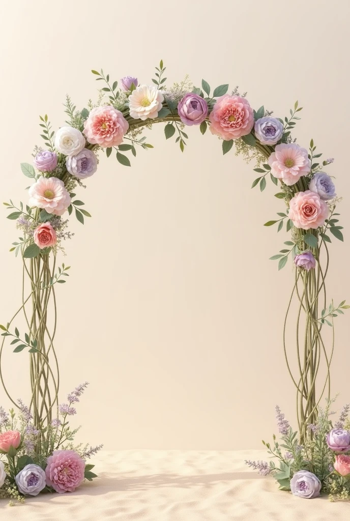 A simple flower arch for a sand-colored background