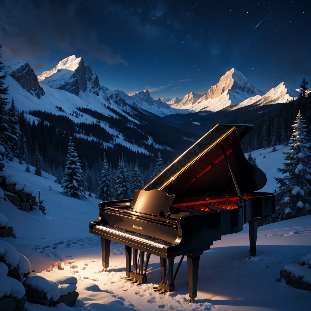 nocturne piano in a mountain, HD