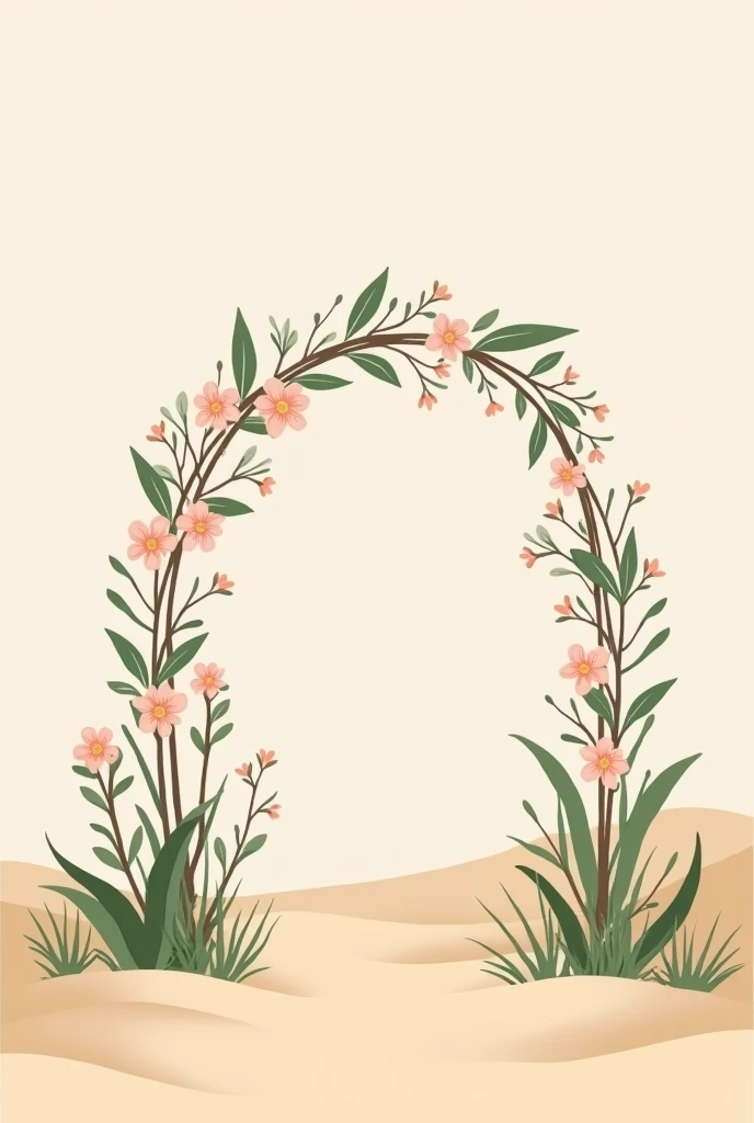 A simple flower arch for a sand-colored background Simpler in drawing