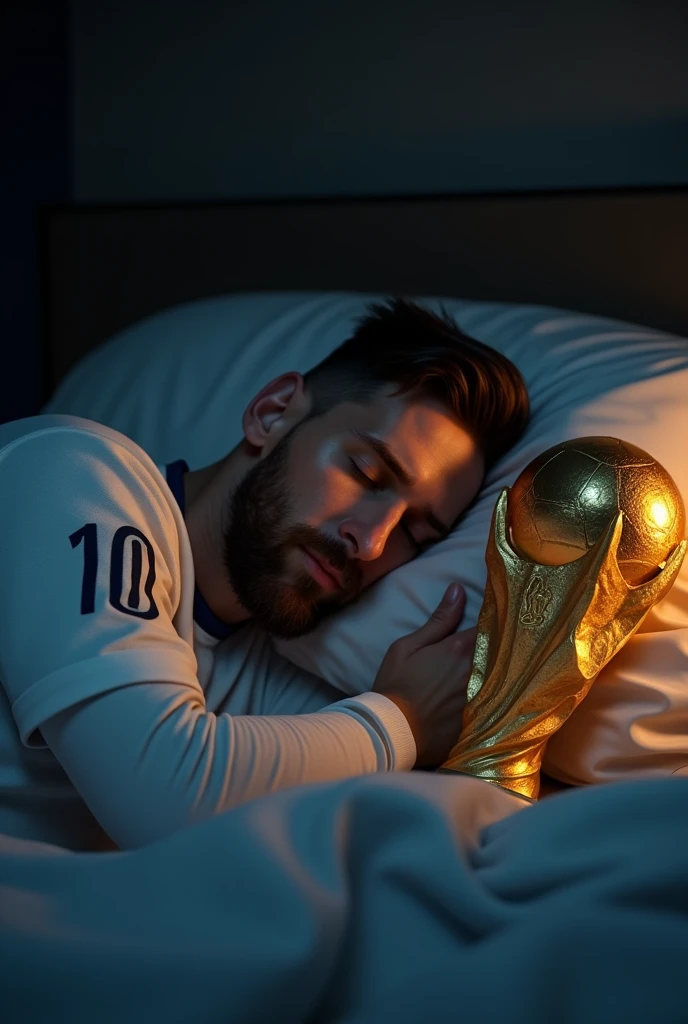 Leo Messi sleeping with the World Cup