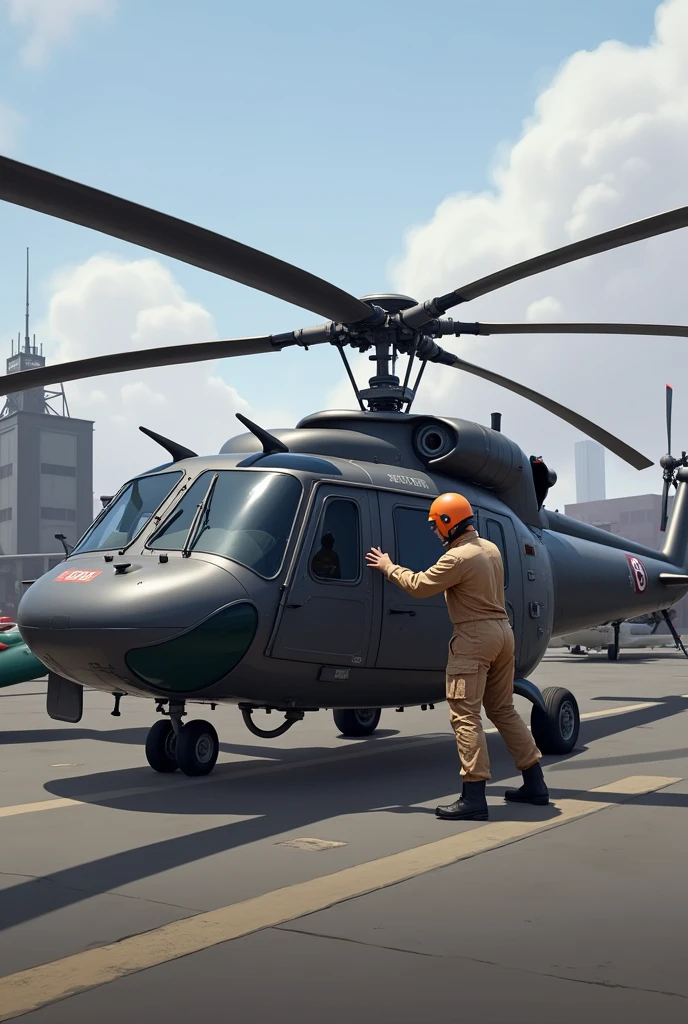 A person near the helicopter