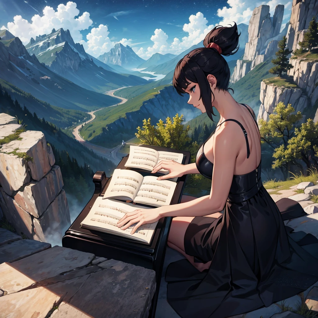 nocturne playing piano in a mountain, HD
