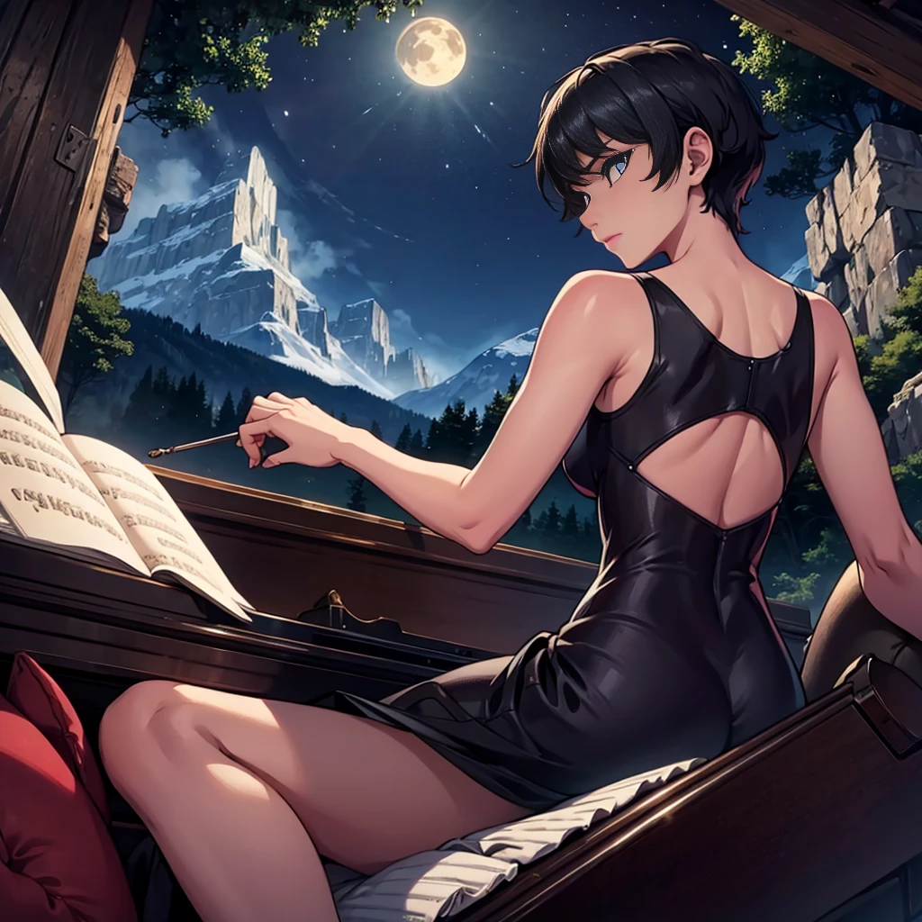 nocturne playing piano in a mountain, HD