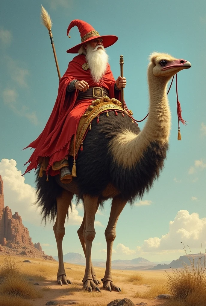 Wizard riding an ostrich