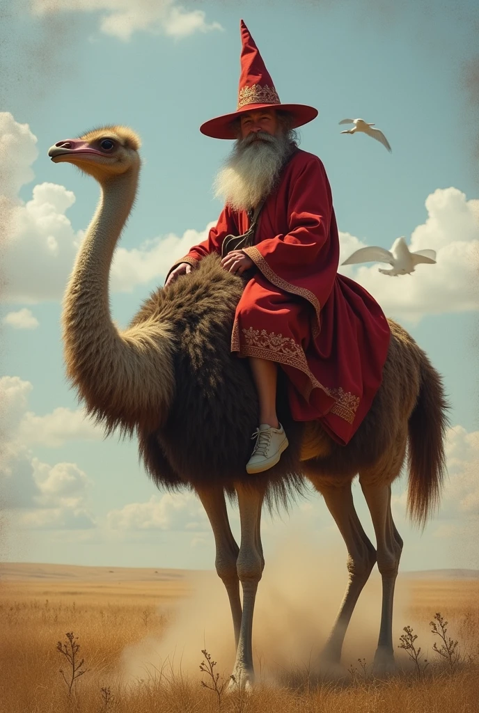 Wizard riding an ostrich