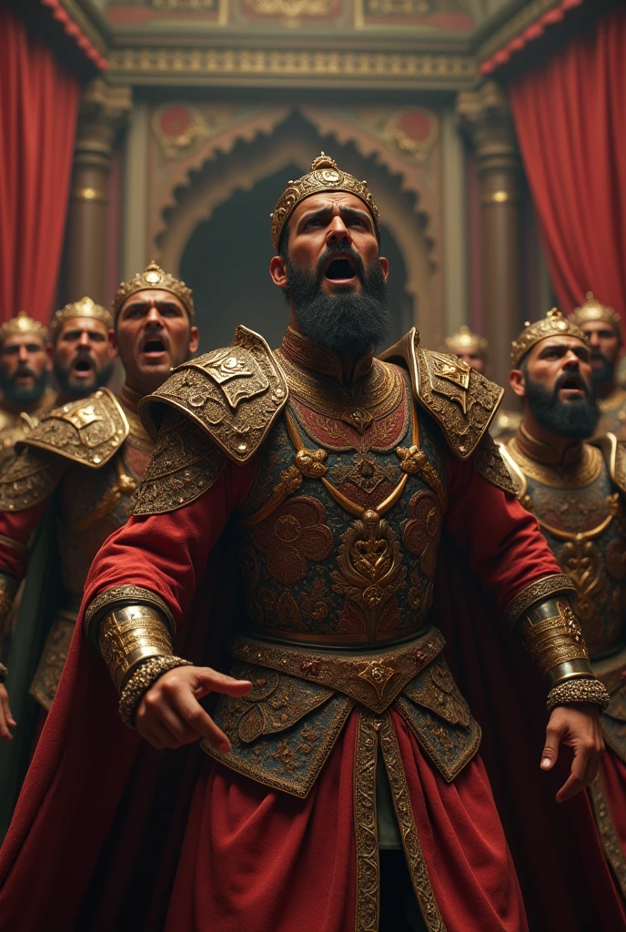 The shershah suri companions step back in fear in cinematic image 