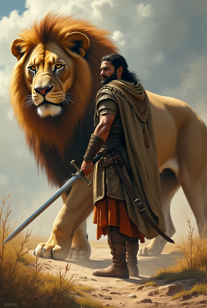 Farid draws his sword. He stands firm, ready to confront the lion in hindi