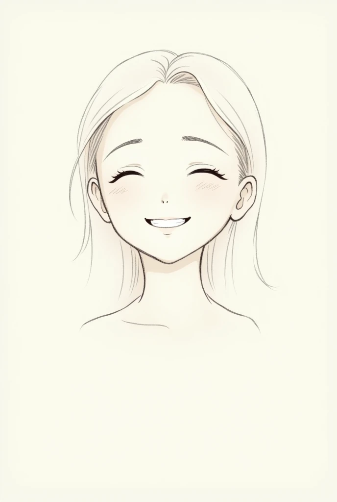 A line image of a smiling face with relaxed eyes, slightly closed as if savoring the taste. The cheeks are gently raised, and the mouth is in a soft, contented smile, possibly with the eyes slightly closed.