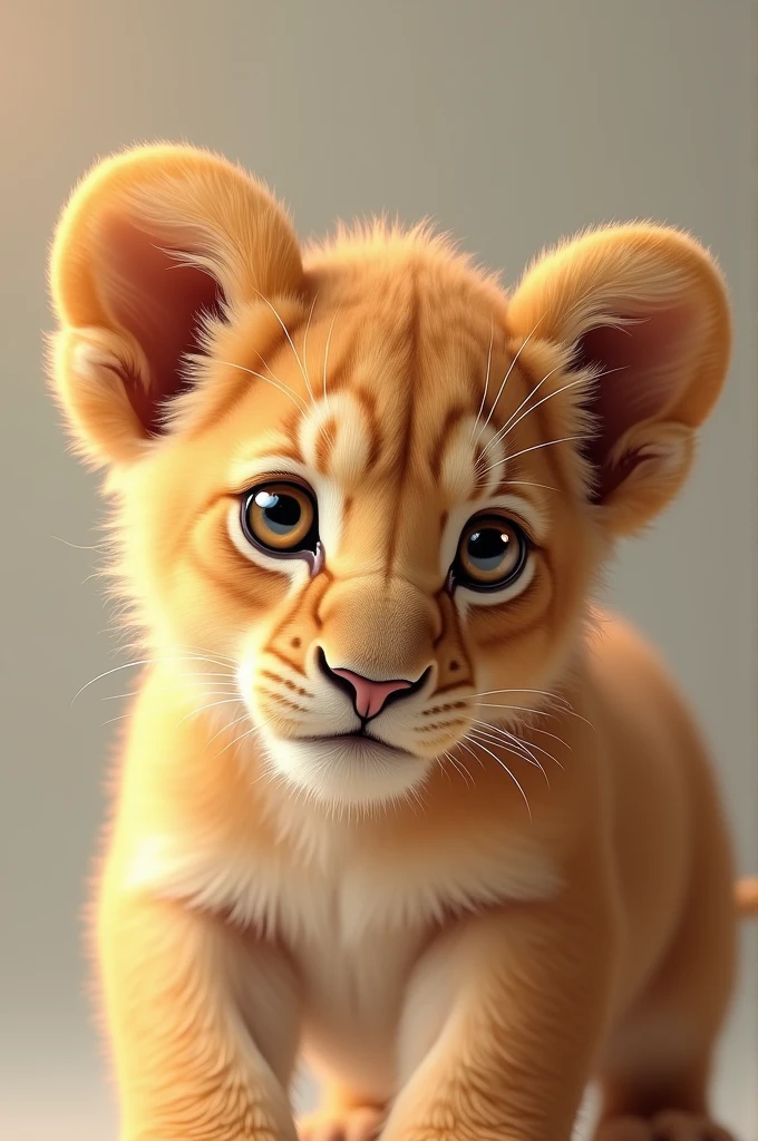 Lion cub, face, minimalistic, sharp focus, simple, colorful, cute