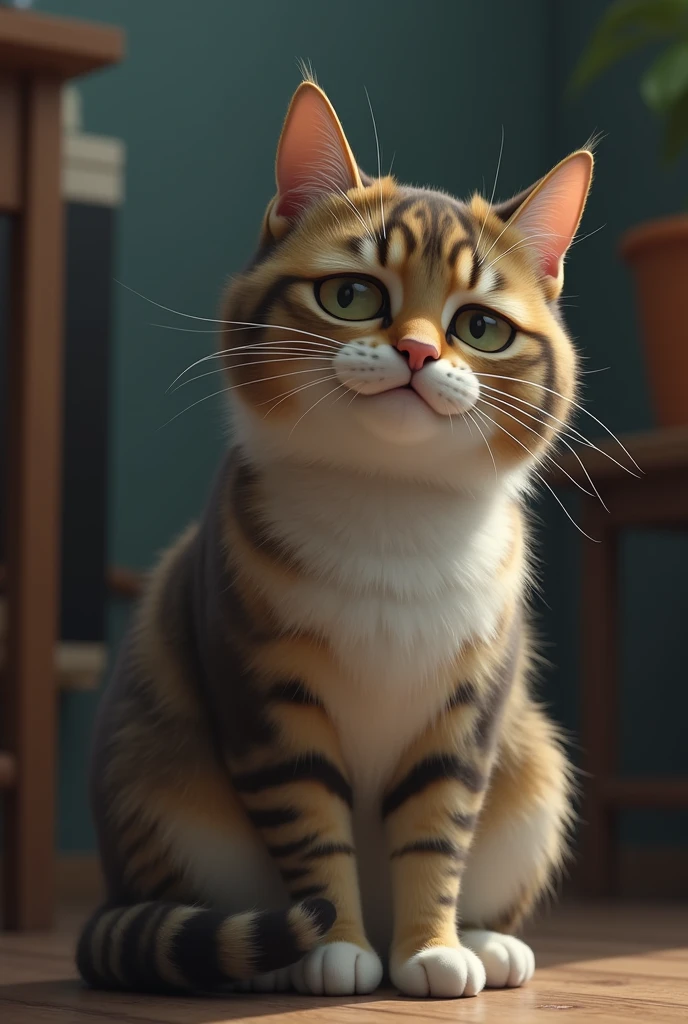 Cat sad middle class family