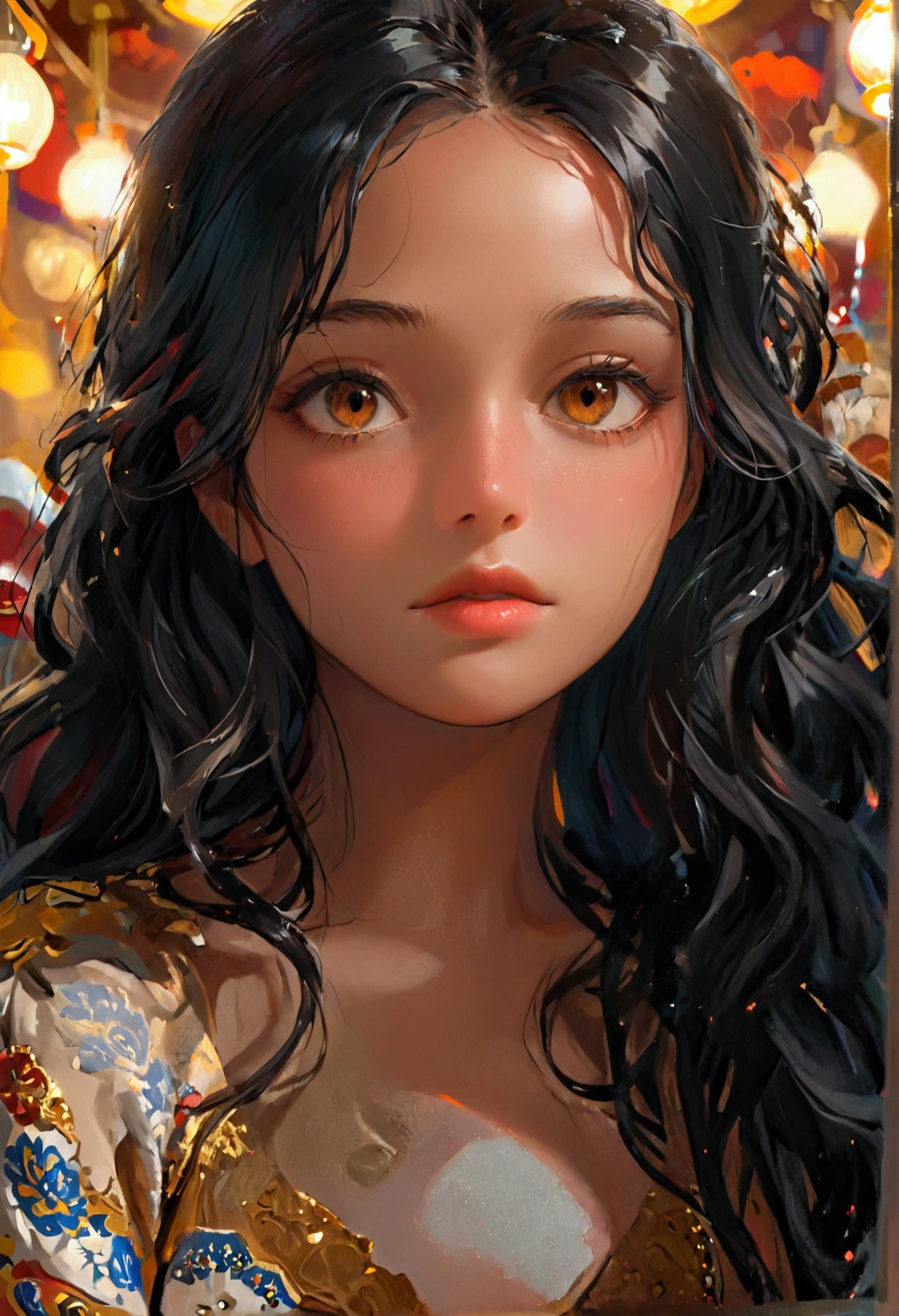 Creating a girl with long black hair , brown eyes , almost dark face, semi plump body, in an online casino
