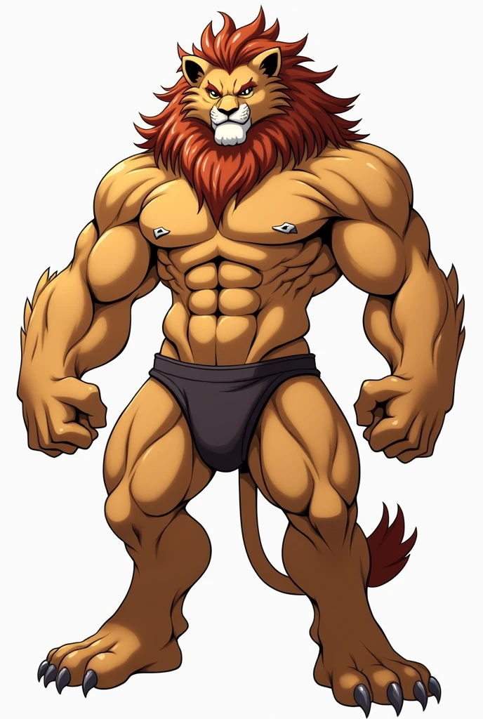 
Create me a humanoid lion, naked with anime-style male genitals