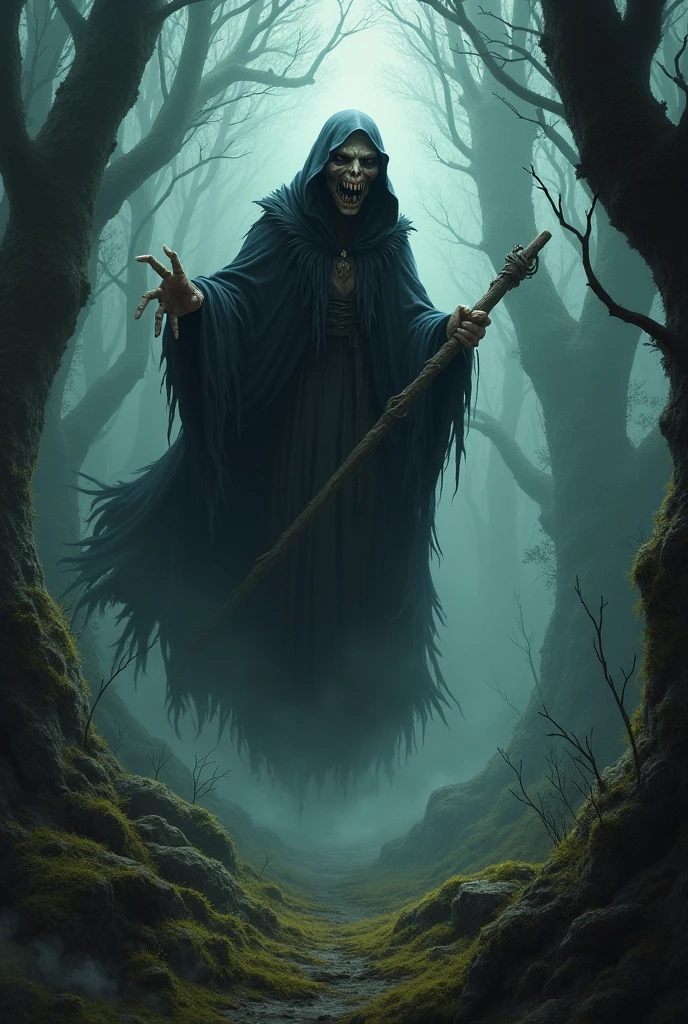 A very scary witch in the forest