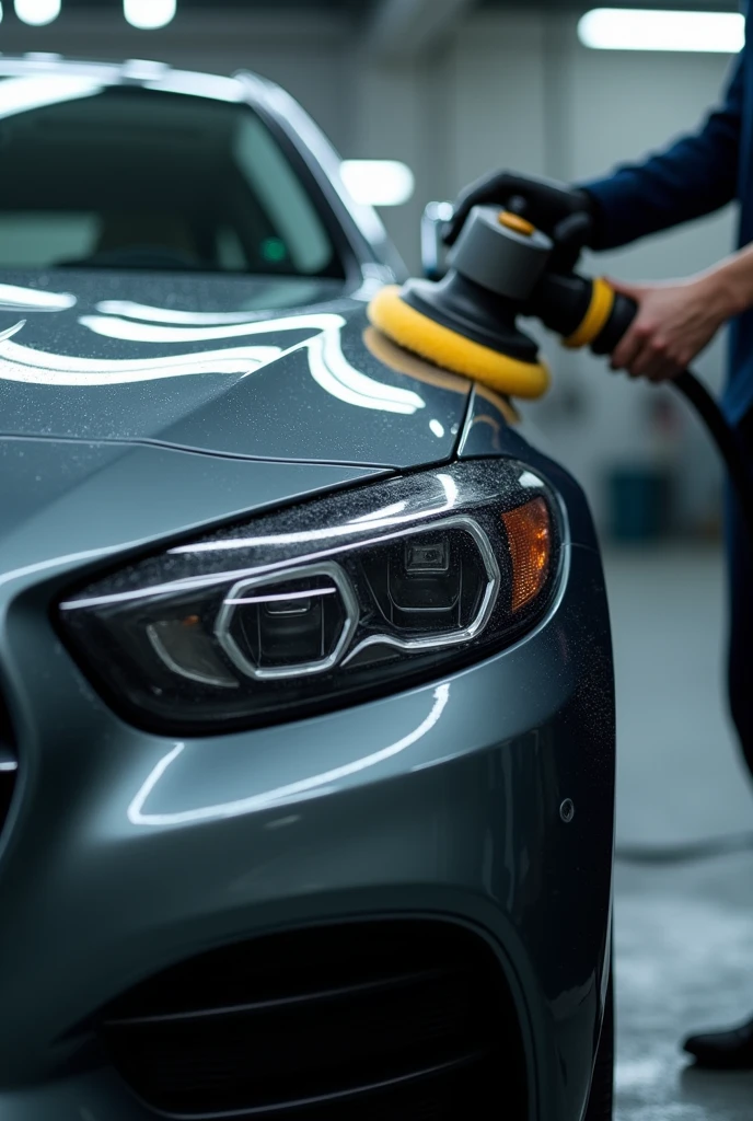 Car polishing with a polishing machine 