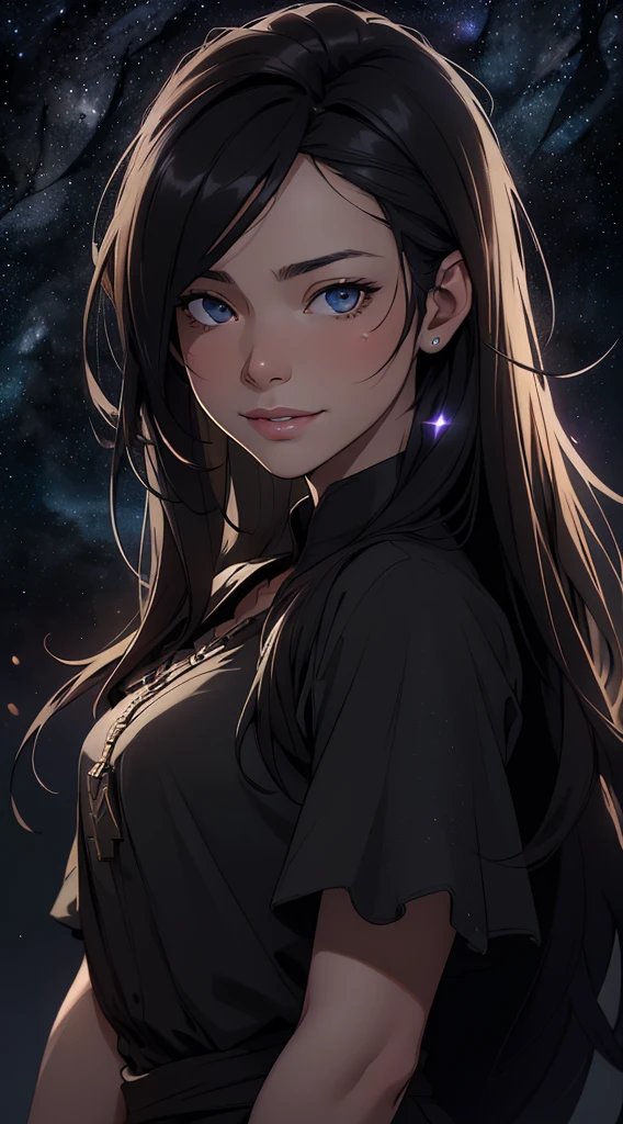 highest quality, epic realistic, ((in the pitch black darkness :1.4)), ((portrait:1.5)),(background: dark ) high contrast ,glorious picture, lowest lux, lighting face, she's comfortable, dark plain shirt, looks incredible, (8k, Raw photo, Highest quality),(epic realistic:1.5), a woman, face,(detailed eyes:0.8),(looking at the camera:1.4), (Highest quality), ( high contrast, deep shadows),Intricate details,cinematic,((skin:1.4)), (long dark hair:1.3), long hair, messy ,(Hdr:1.5),Detailed, colors, Superior quality, ( starry sky: 1.4), Masterpiece, Raw Photo (20-year-old, looking at viewer), beautiful, (wearing dark shirt,), perfect, natural, perfect composition, portrait, perfect face, smiling expression, Captivating eyes, Bright details, Tight lips, (High Skin Detail),, (blue tint: 0.6), (sale: 0.8), (bloody: 0.7), Key lighting , (backlight: 0.5), Medium depth of field, Canon 5d, 50mm lens, f/4 apertures, (Ultra-detailed, Complex detail), sharp focus, soft colors, 8k, Absurd, 80mm, dark background, photography, smiling, pinay, filipina, small