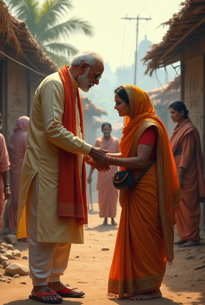Modi helping a poor woman! Indian