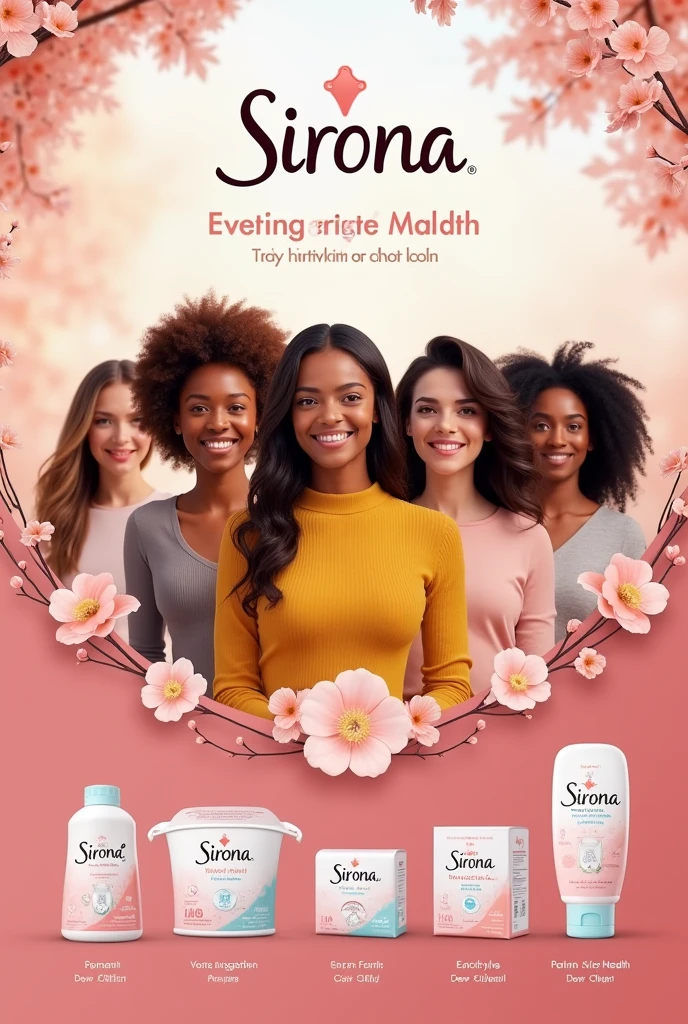 Marketing poster of a company name sirona whose product are for female health related and female mensuration or periods product