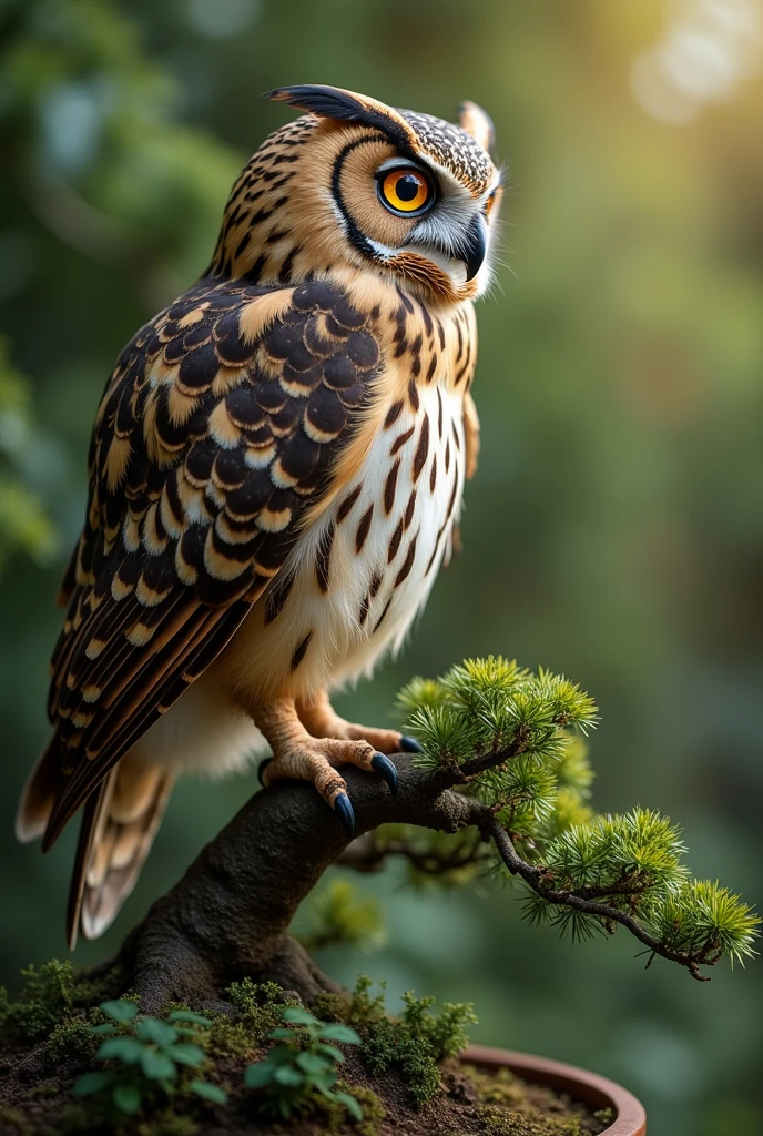 Owl on a bonsai tree