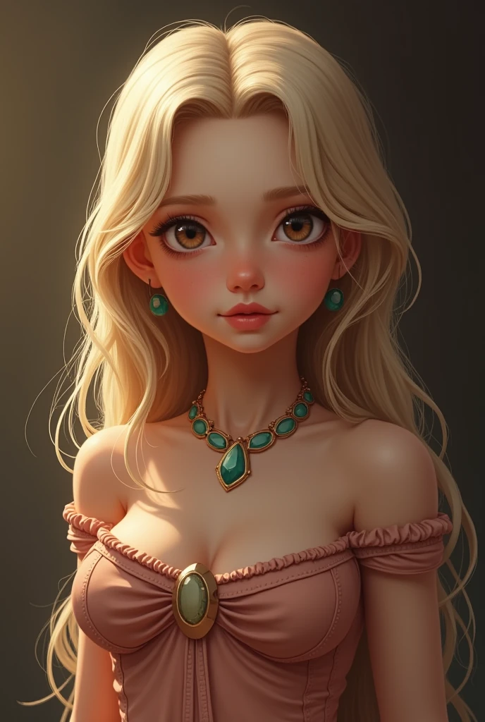 1fille de 13 ans, bare, Longhaire, smalll breasts, regarder le spectateur, blond hair, Bare shoulders, Brown eyes, jewels, tout le corps, neckleace, off shoulder, Pull-over, Lips, realistic, nose, Flirting with the naked camera