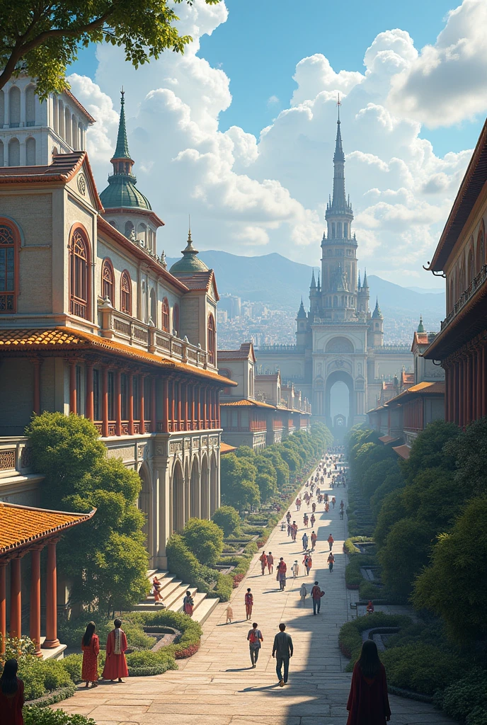dream city at foreign language university with widen view of many town