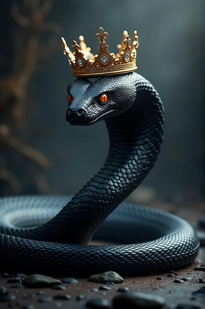 Black mamba with crown and imposing