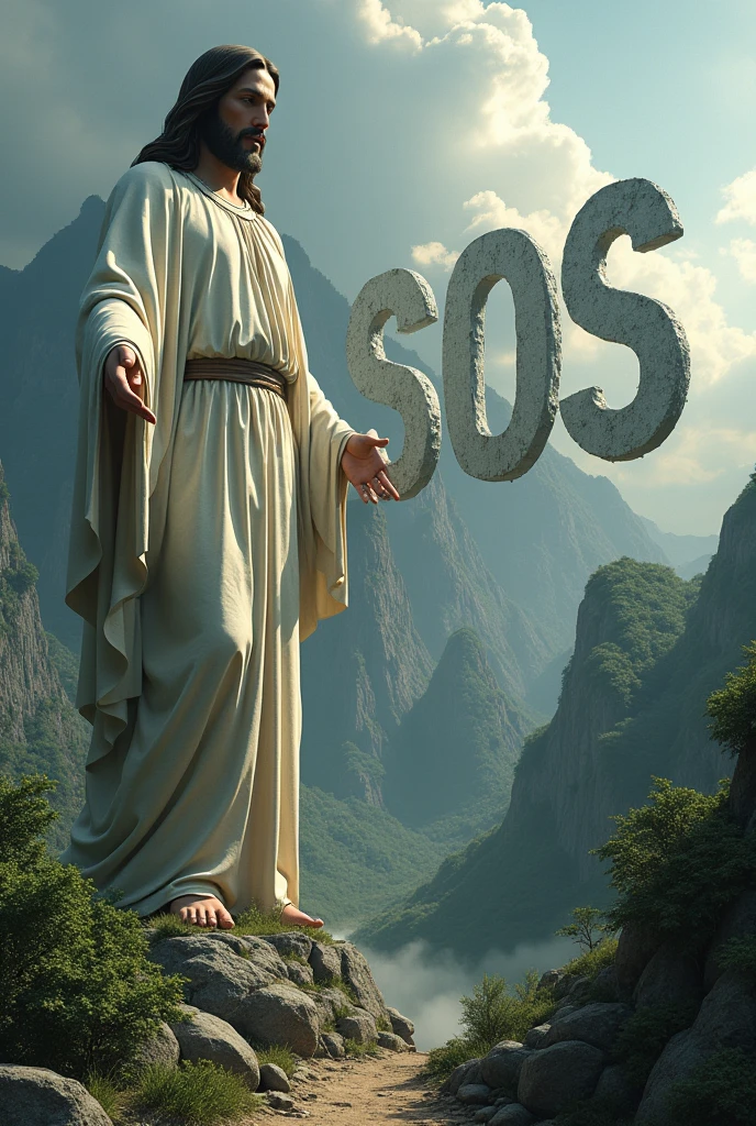 Landscapes of Venezuela Jesus of Nazareth word SOS in giant