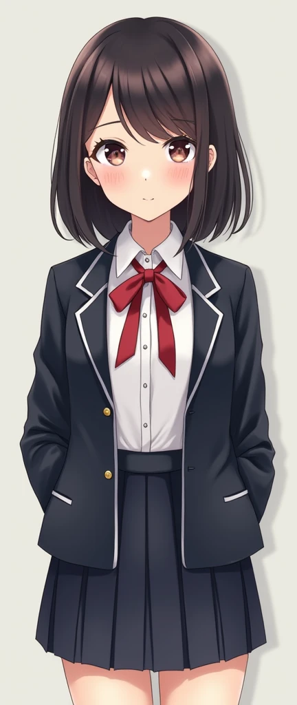 One girl, School Blazer,skirt,cute,beautiful girl,ribbon,Quiet,Innocence,Obedience,Open the front buttons of your blazer,White Bra