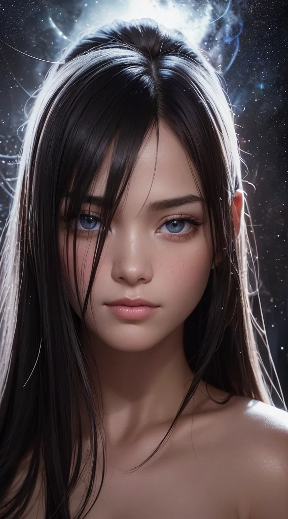 highest quality, epic realistic, ((in the pitch black darkness :1.4)), ((portrait:1.5)),(background: dark ) high contrast ,glorious picture, lowest lux, lighting face, she's comfortable, dark plain shirt, looks incredible, (8k, Raw photo, Highest quality),(epic realistic:1.5), a woman, face,(detailed eyes:0.8),(looking at the camera:1.4), (Highest quality), ( high contrast, deep shadows),Intricate details,cinematic,((skin:1.4)), (long dark hair:1.3), long hair, messy ,(Hdr:1.5),Detailed, colors, Superior quality, ( starry sky: 1.4), Masterpiece, Raw Photo (20-year-old, looking at viewer), beautiful, (wearing dark shirt,), perfect, natural, perfect composition, portrait, perfect face, smiling expression, Captivating eyes, Bright details, Tight lips, (High Skin Detail),, (blue tint: 0.6), (sale: 0.8), (bloody: 0.7), Key lighting , (backlight: 0.5), Medium depth of field, Canon 5d, 50mm lens, f/4 apertures, (Ultra-detailed, Complex detail), sharp focus, soft colors, 8k, Absurd, 80mm, dark background, photography, smiling, pinay, filipina, small 