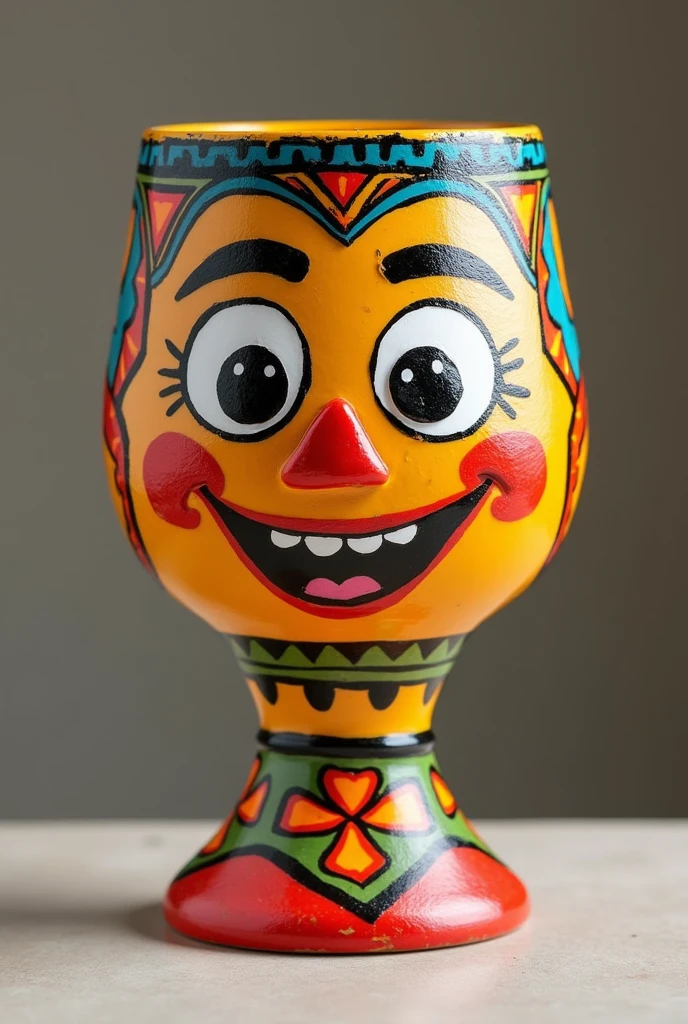 Pulque glass with a happy face